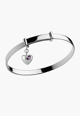 nice petite silver heart charm June birthstone baby bracelet